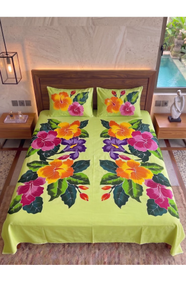 Hand Painted Rayon Bedsheet Set King Size Hand Painted Rayon Bedsheet Set King Size